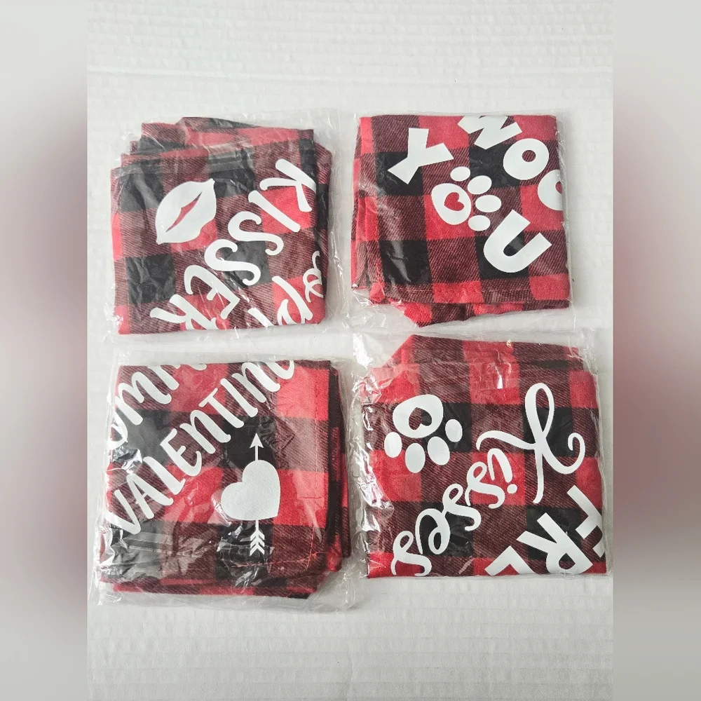 Valentine Dog Bandanas Bundle – Red Buffalo‎ Plaid “Mommy’s Valentine” & More